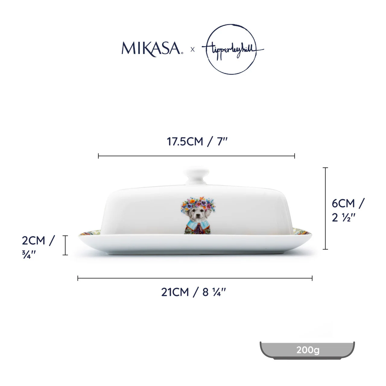 Mikasa Tipperleyhill Porcelain Puppy Butter Dish - Image 4